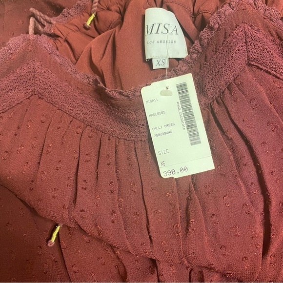 NWT MISA LOS ANGELES Square Neckline Long Dress Color Burgundy Size: XSmall - Picture 4 of 4